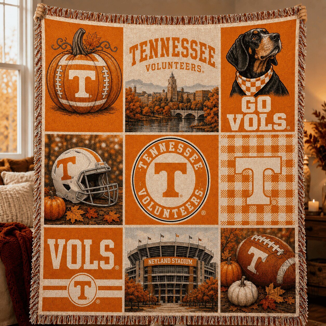 Tennessee Volunteers Fall Football Season Cozy Woven Blanket
